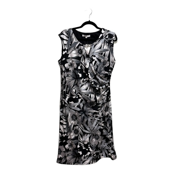 CLEO Black Floral Wrap Dress Size L - Picture 1 of 3